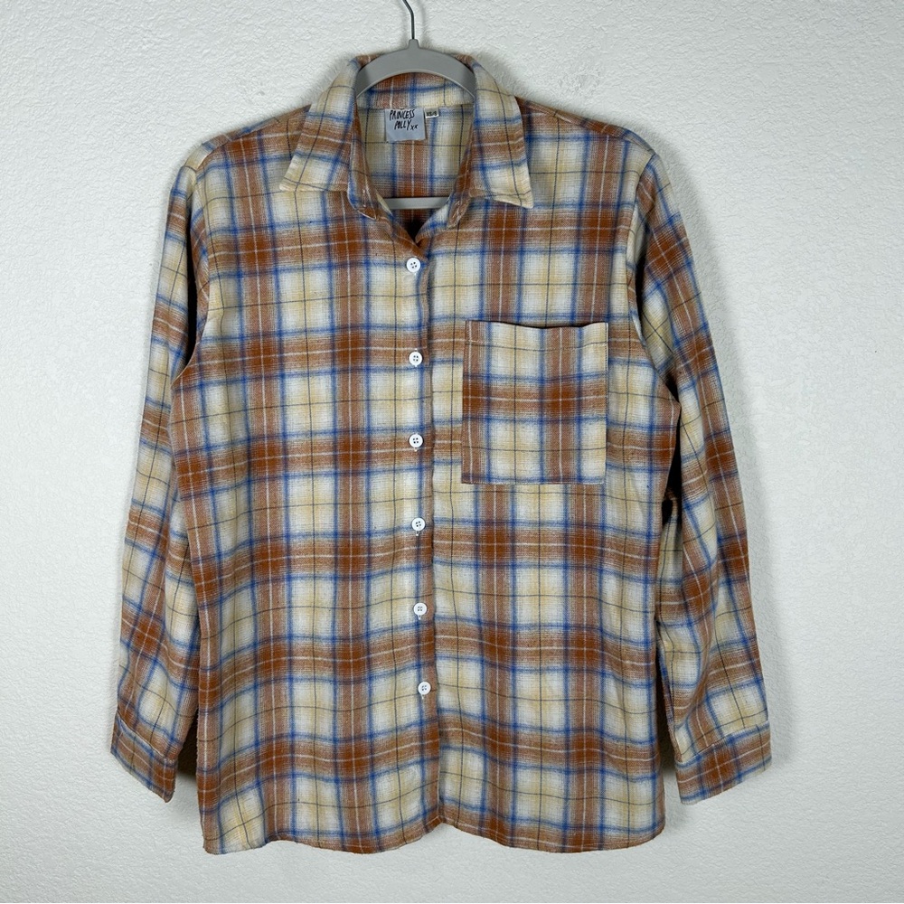 Princess Polly Women’s XS oversize flannel plaid Boho Western Granola girl